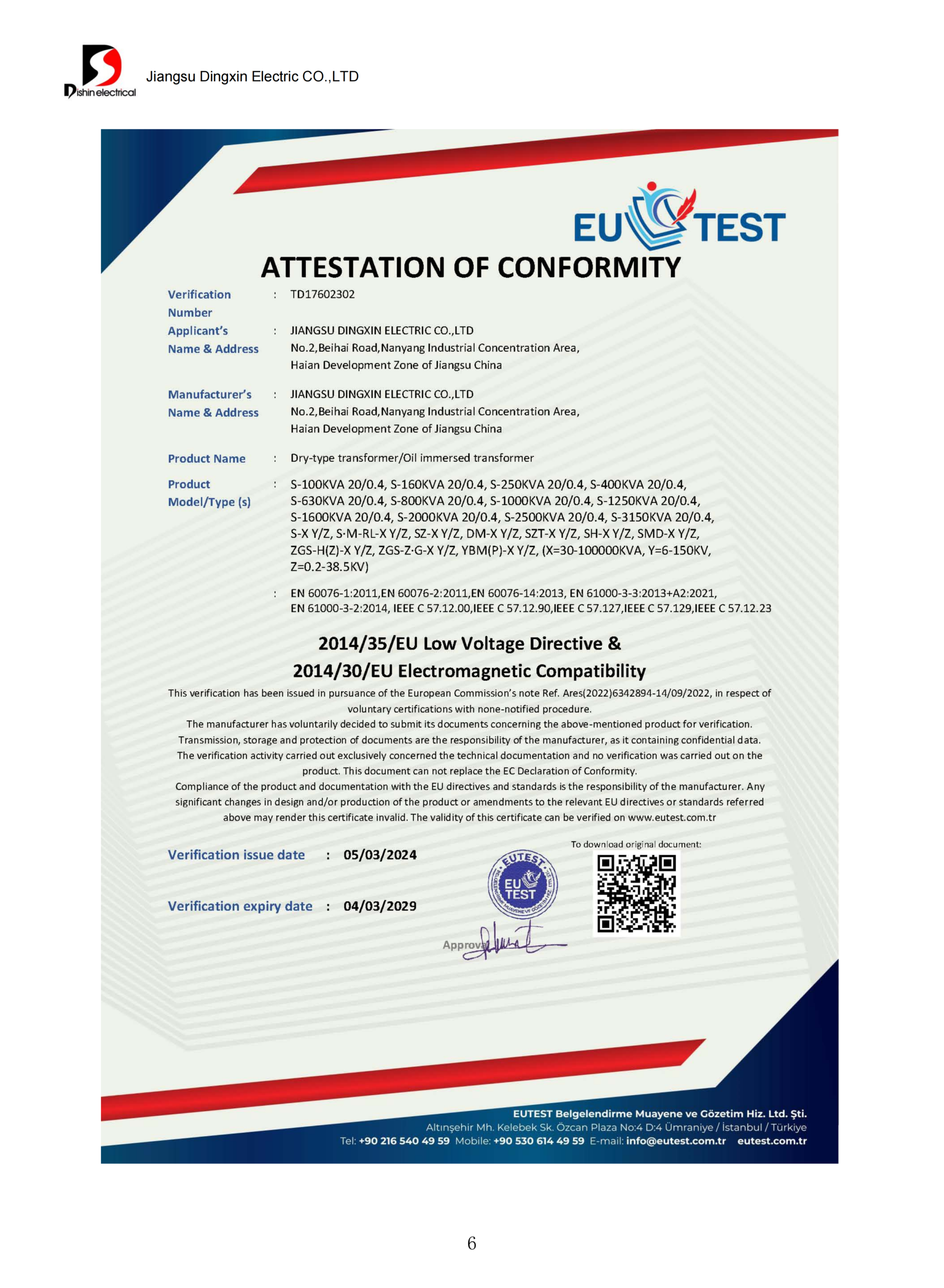 Talite Transformer Certificate 6