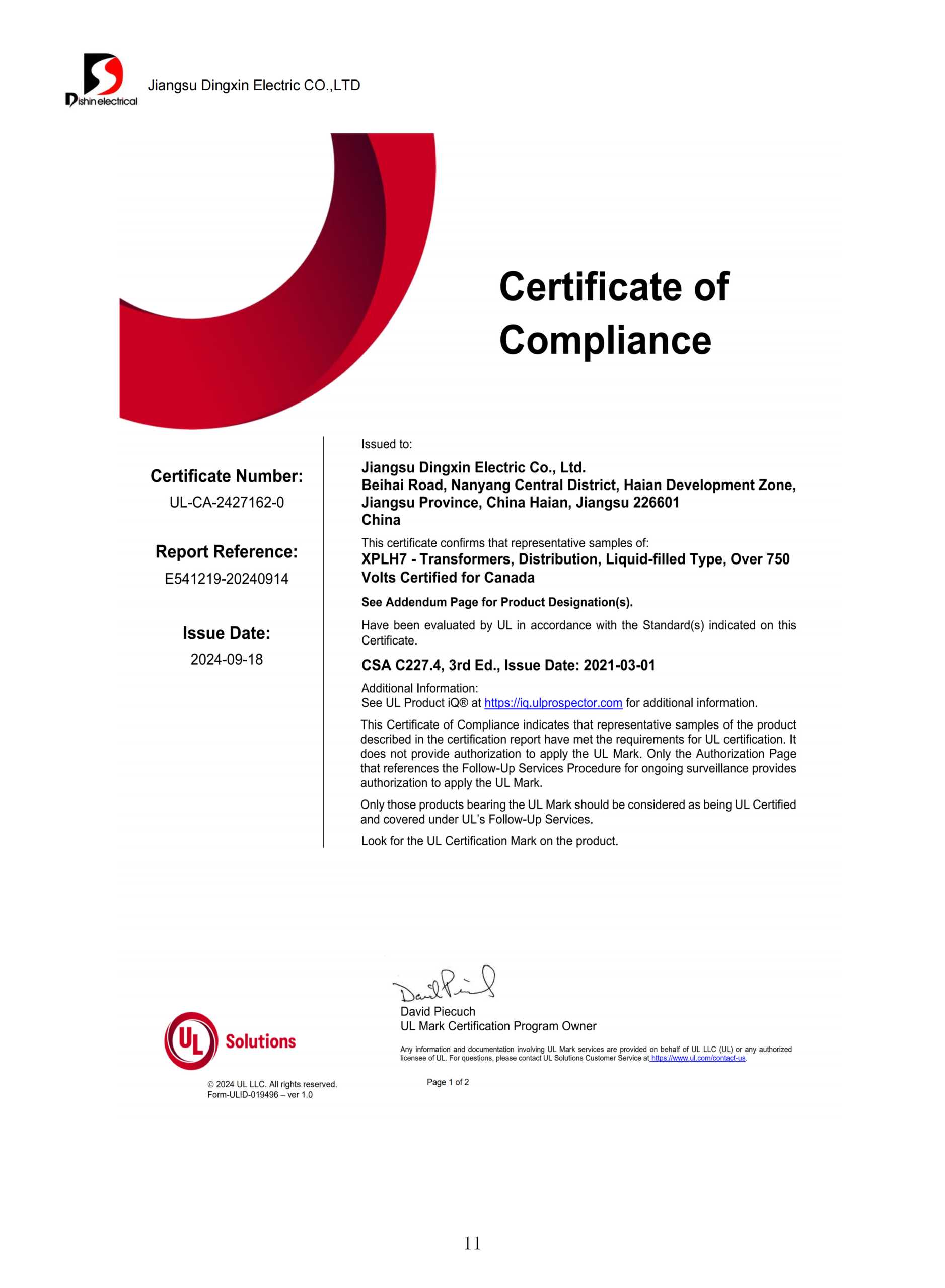 Talite Transformer Certificate 11