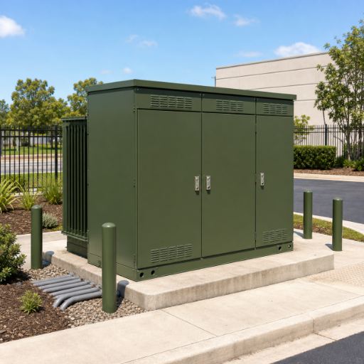 Pad-mounted transformer configuration