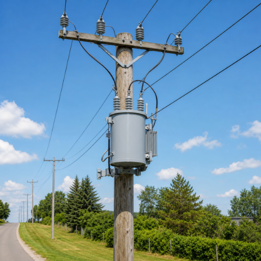 Pole-mounted transformer configuration
