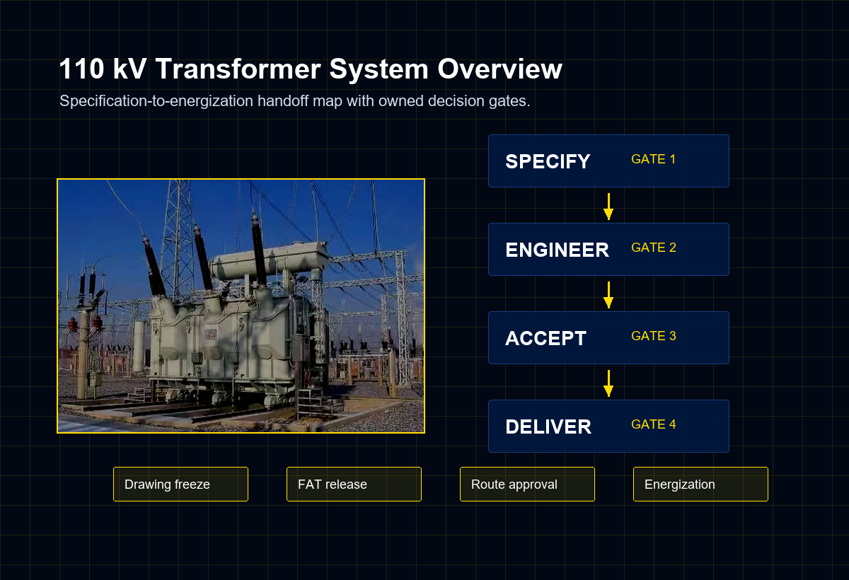 110 kV power transformer system overview for specification engineering acceptance delivery and energization