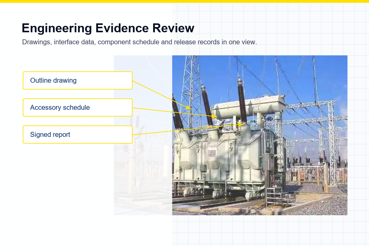 110 kV transformer engineering evidence review with drawings interface data and signed reports