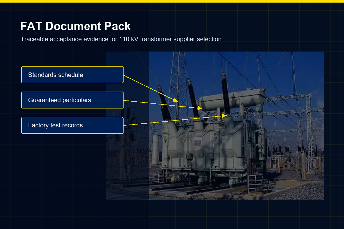 Talite 110 kV power transformer FAT document pack for supplier selection