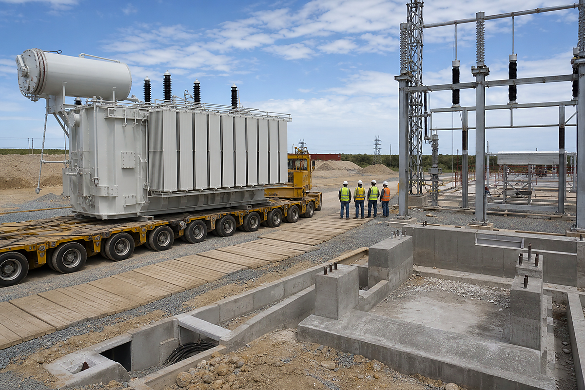 110 kV transformer site interface review with route limits foundation data and site handoff