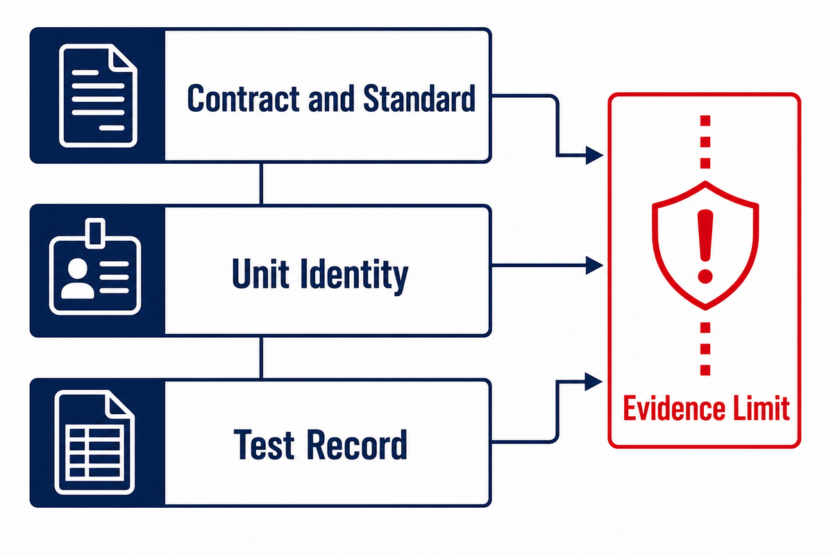 Transformer test evidence from contract to unit-specific record