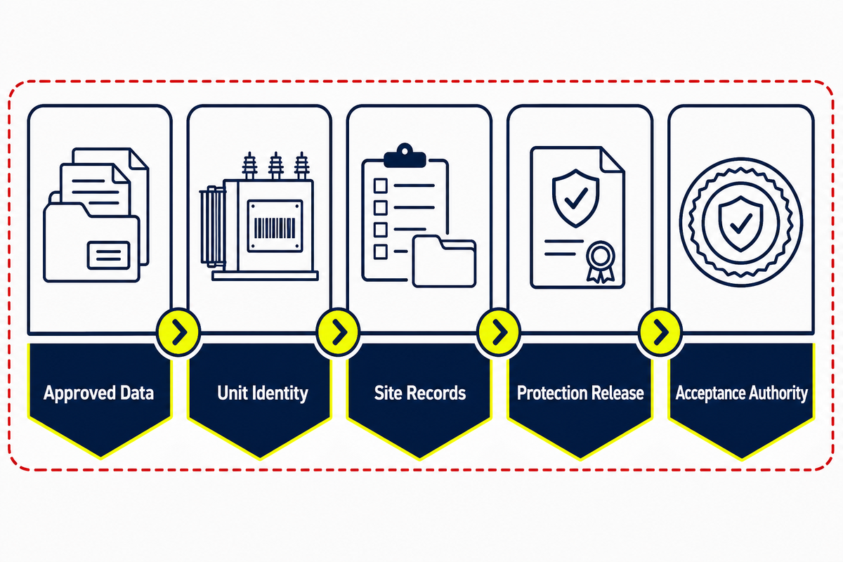 Controlled transformer commissioning readiness evidence chain