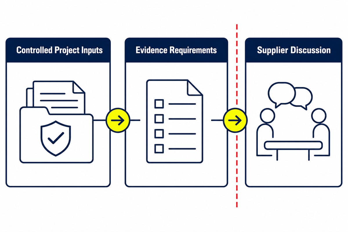 Controlled project inputs and evidence requirements for supplier discussion