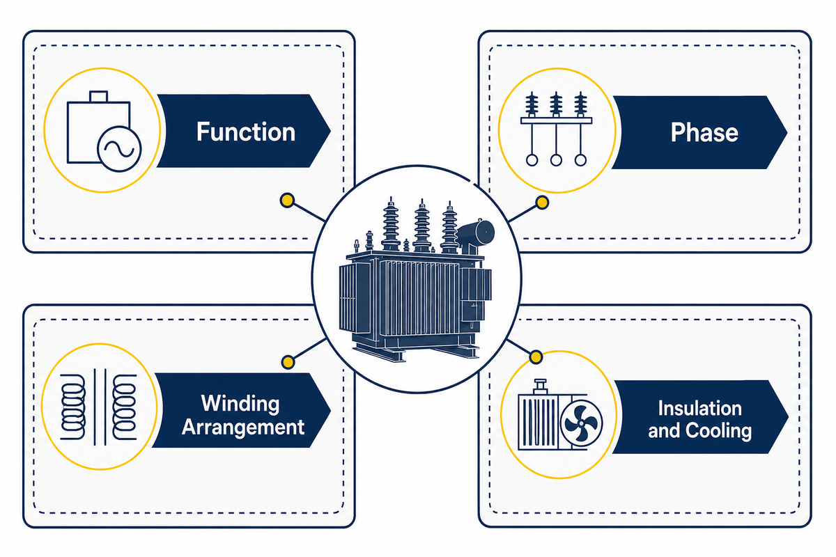 Main power transformer classification types