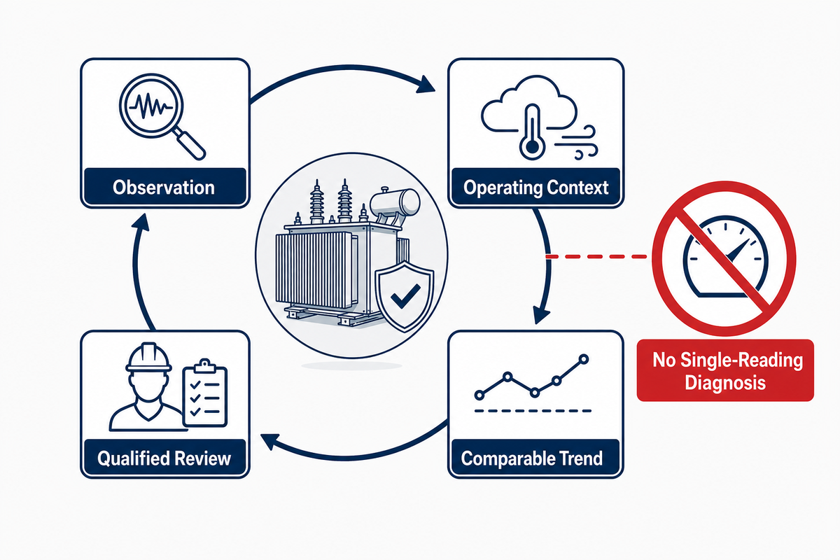 Power transformer condition evidence review loop