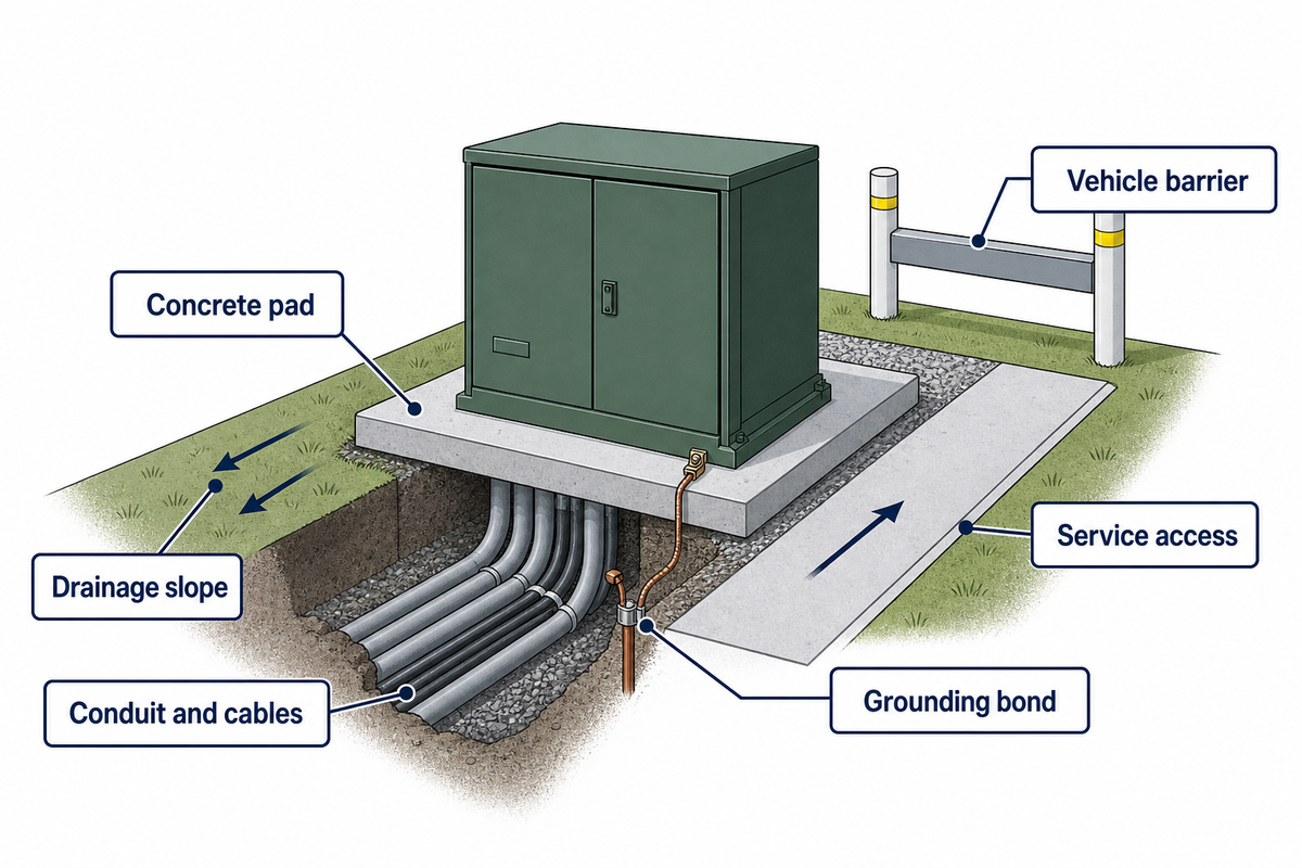 Coordinate the Pad, Cables, Grounding, Access, and Drainage — Talite Transformer Co., Ltd.