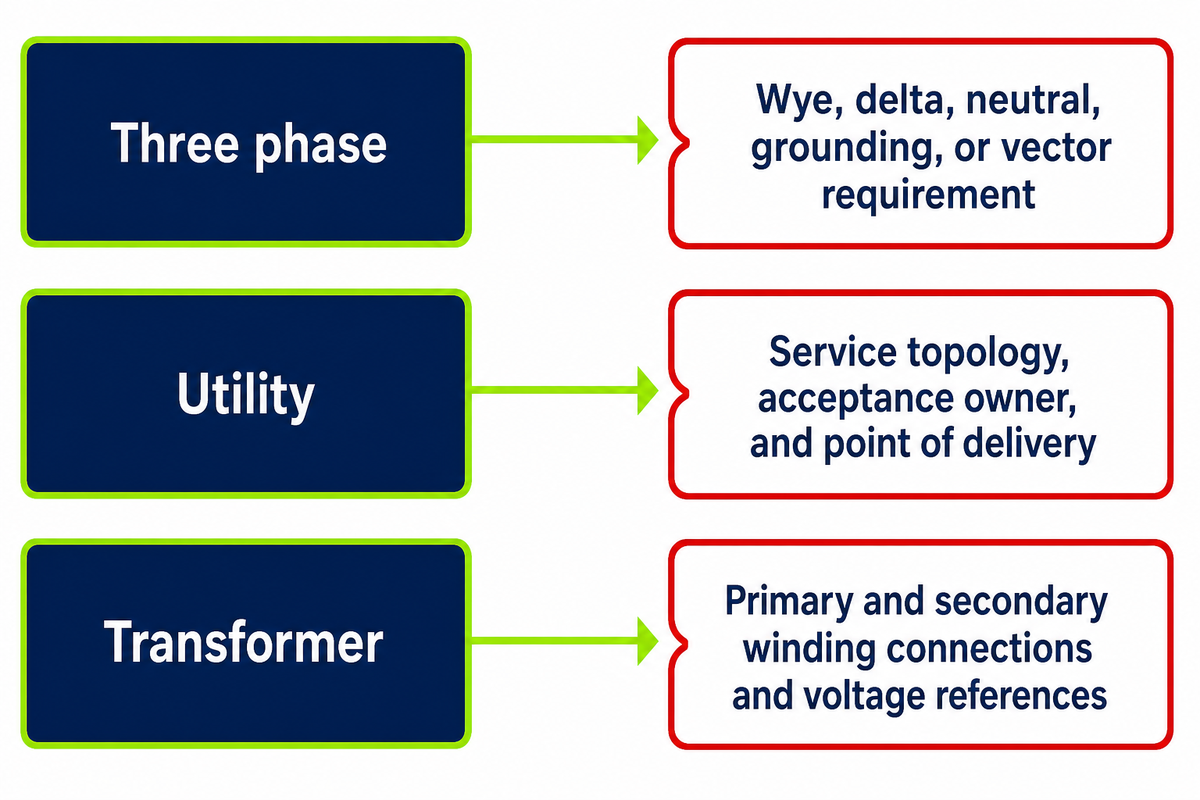 Which Connection Details Does “3 Phase Utility Transformer” Leave Open? — Talite