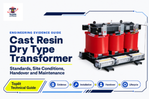 Cast resin dry type transformer evidence guide covering construction, site conditions, handover and maintenance