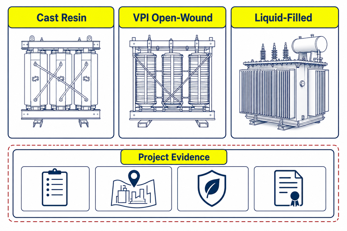Neutral comparison of cast resin VPI open-wound and liquid-filled transformer construction families