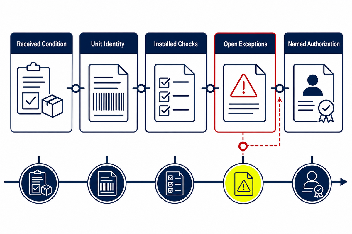 Receiving and commissioning handover chain from documented condition to named authorization