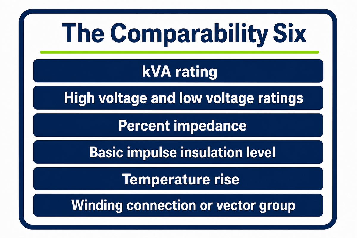 Six nameplate fields decide whether two distribution transformer quotes are comparable