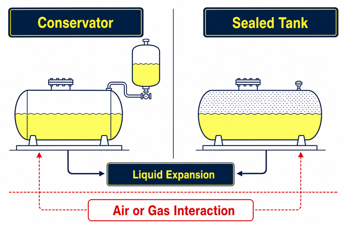 Oil-immersed transformer liquid-preservation arrangements and their distinct system boundaries