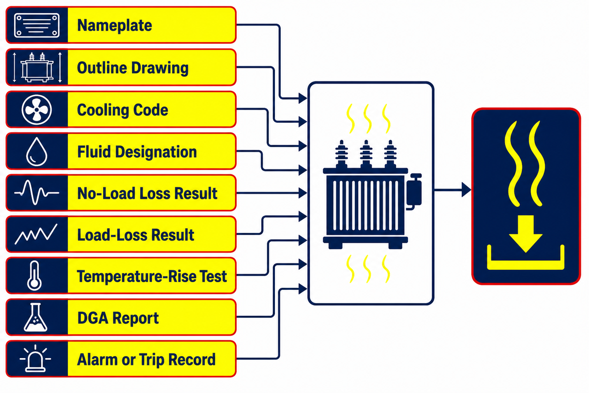 Transformer loss-to-heat pathway from electrical losses through cooling surfaces to project evidence