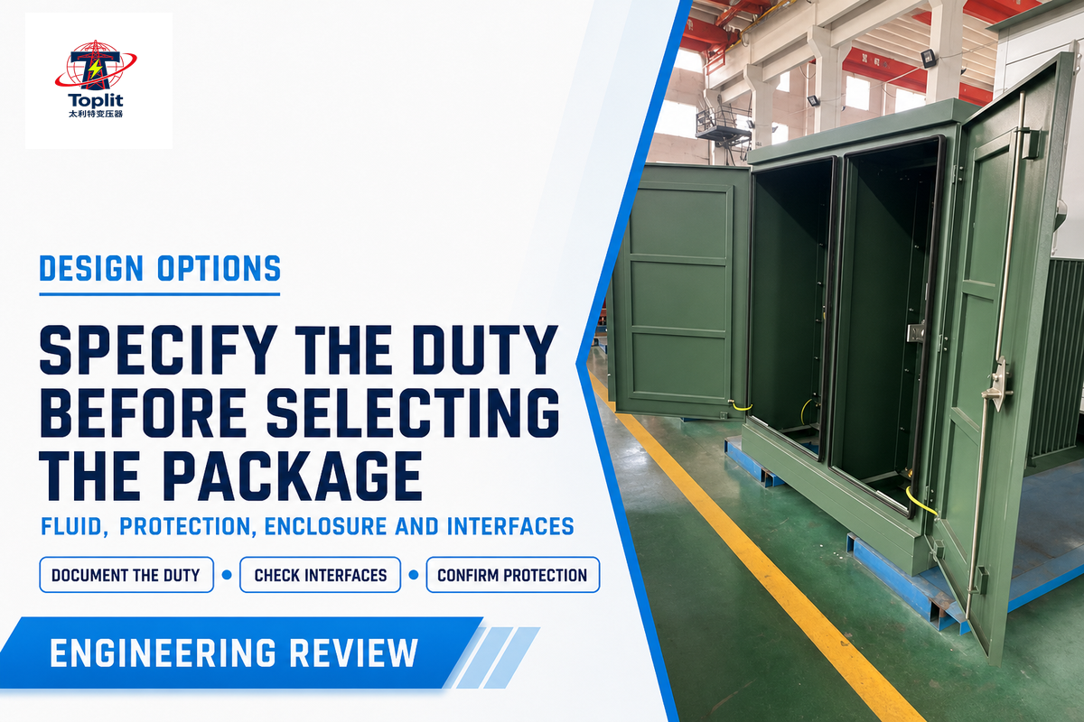 Insulation fluid, windings, protection and enclosure choices — Toplit