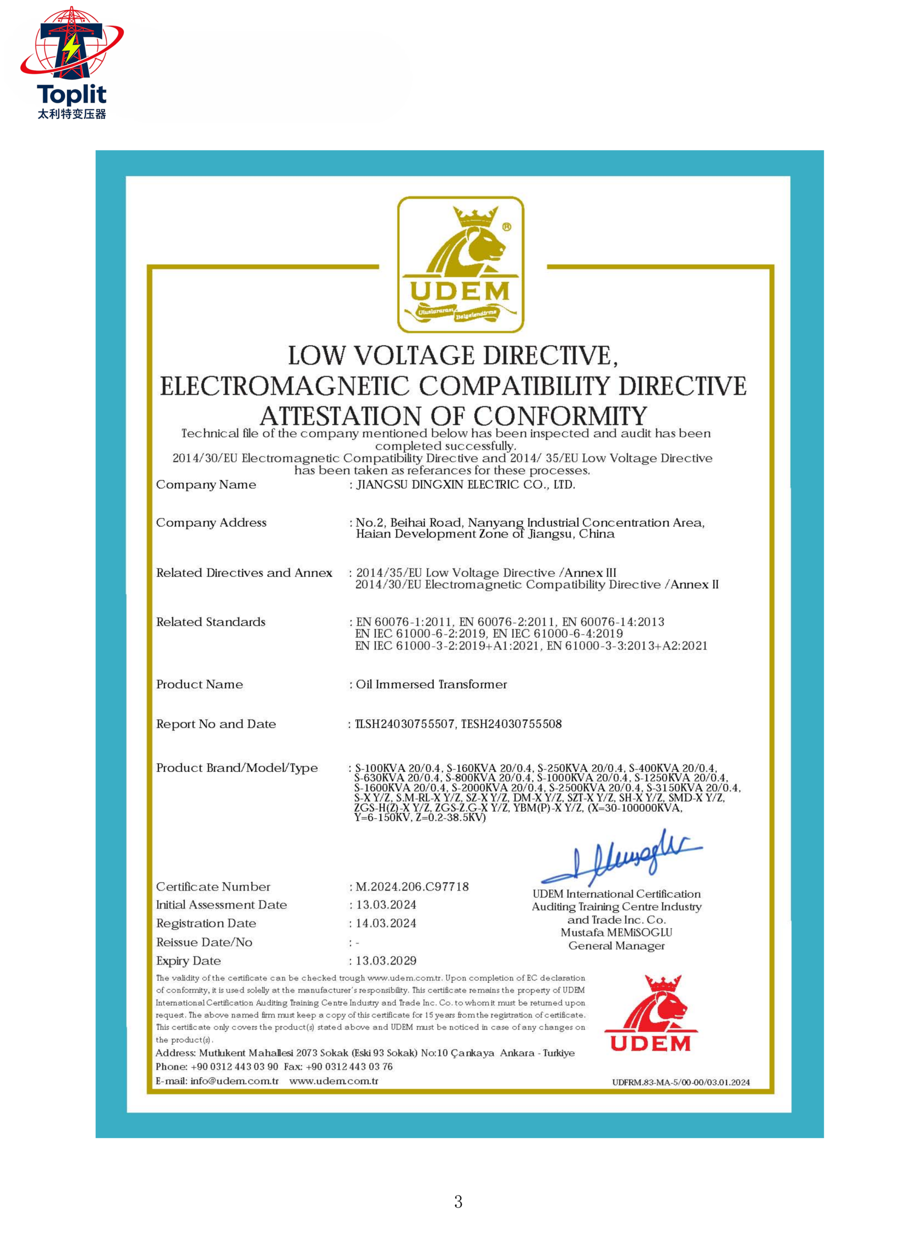 Talite Transformer Certificate 3