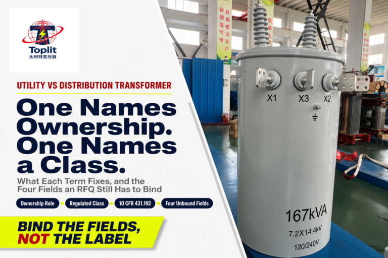 Utility transformer names ownership, distribution transformer names a regulated class (Talite guide)